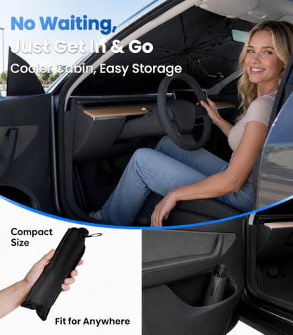 2026 Upgraded Car Windshield Sun Shade [Cool Down by 75℉ ] with Heat Insulation Coating