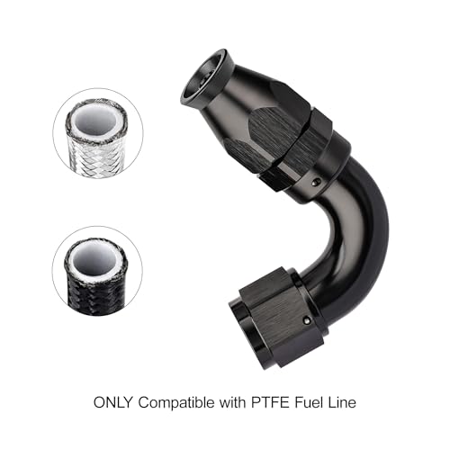 4AN 120 Degree PTFE One Piece Full Flow End Hose Fitting Aluminum Black