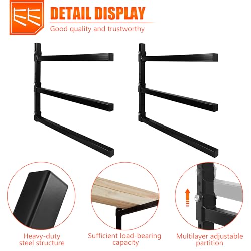 3 Level Foldable Lumber Storage Rack Collapsible Wall Mount Metal