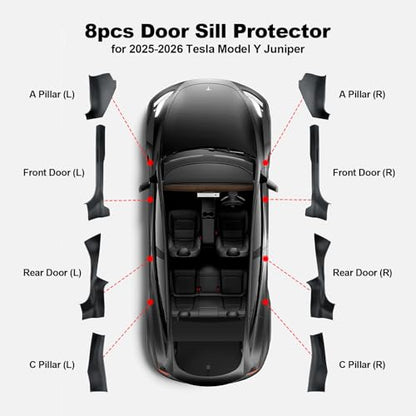 8PCS Door Sill Protector for Tesla Model Y Juniper 2025 2026 5 (8 Count)
