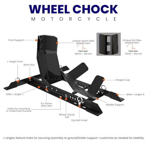 Universal Wheel Chock for Motorcycle Stand for Trailer Completely Adjustable Detachable Foldable Wheel Chock