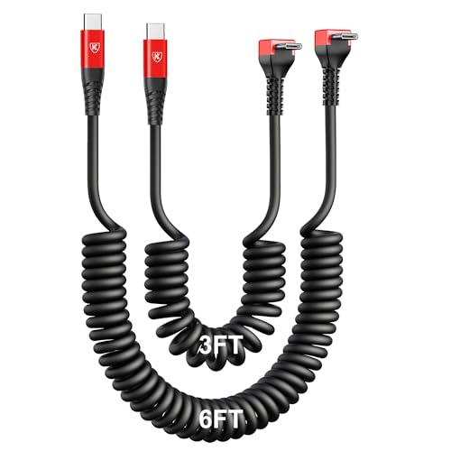 Coiled USB C Cable for Car [3FT (2 Count)