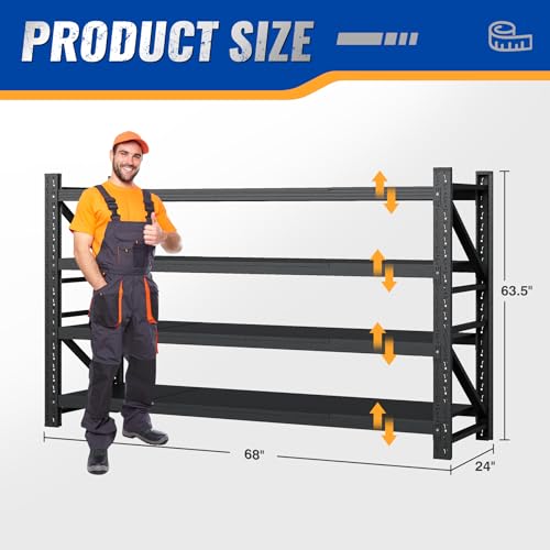 68" W Storage Shelves 8000lbs Garage Metal Shelving Heavy Duty Garage Shelves Adjustable Storage Shelves for Industrial