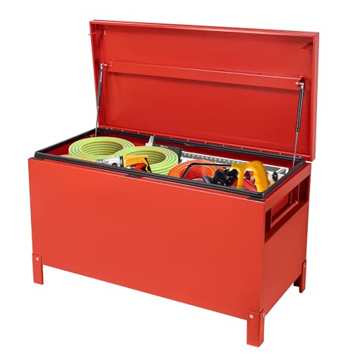 Large Tool Box Truck Bed Toolboxes Steel Heavy Duty Waterproof Free Assemble Tool Organizer Chest Cabinet Toolbox with Side Handles for Pick Up Trucks RV Trailer