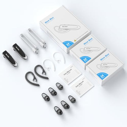 2 Pack] Bluetooth Earpiece Wireless Handsfree Headset V5.0 24 Hrs Driving (2 Count)