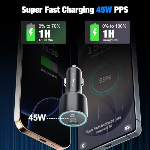 140W USB C Car Charger Super Fast Charging for iPhone 17