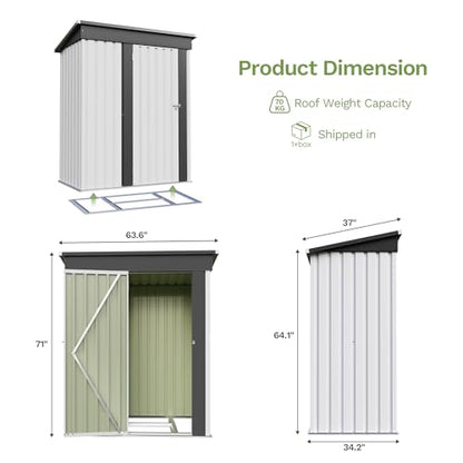 5x3 FT Outdoor Storage Shed with Floor Frame