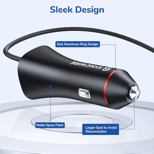 Apple MFi Certified] Syncwire iPhone Car Charger 32W Super Fast Car Phone Charger Cigarette Lighter USB Car Adapter with Build