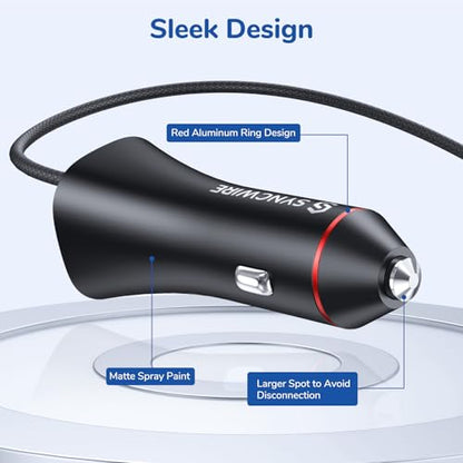 Apple MFi Certified] Syncwire iPhone Car Charger 32W Super Fast Car Phone Charger Cigarette Lighter USB Car Adapter with Build