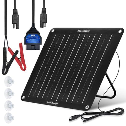 10W 12V Solar Battery Charger Maintainer OBDII for Car