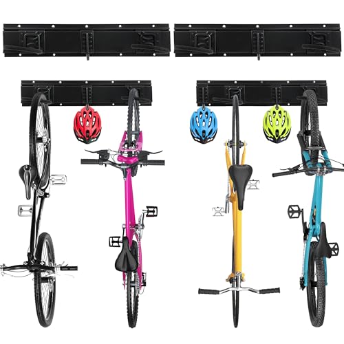 40.24in Vertical Wall Bike Rack Holds 4 Bikes 3 Helmet Hooks