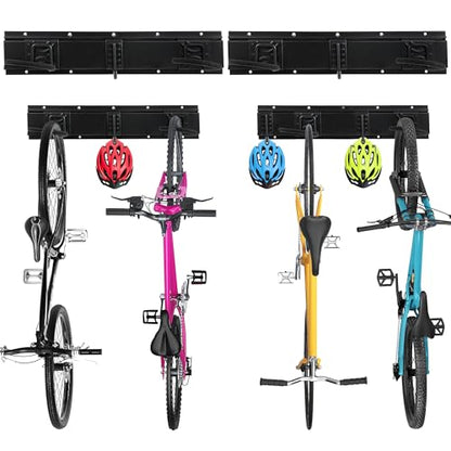 40.24in Vertical Wall Bike Rack Holds 4 Bikes 3 Helmet Hooks