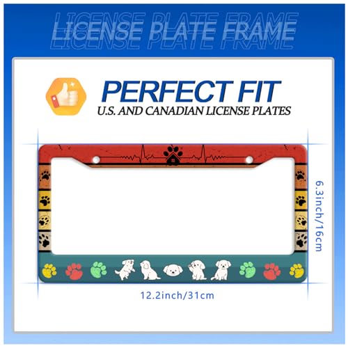 Funny Dog License Plate Frame Stainless Steel Car Accessory 6x12 Inch