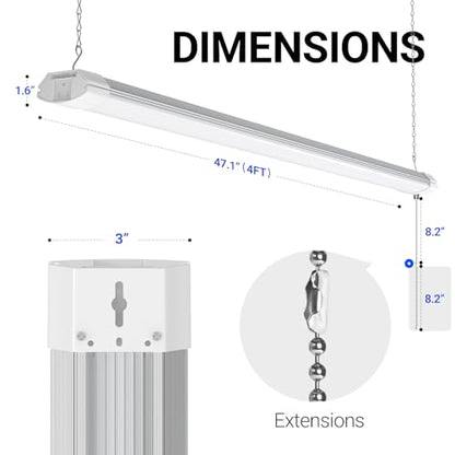 BS84 LED Shop Lights 4FT for Workshop (4 Count)