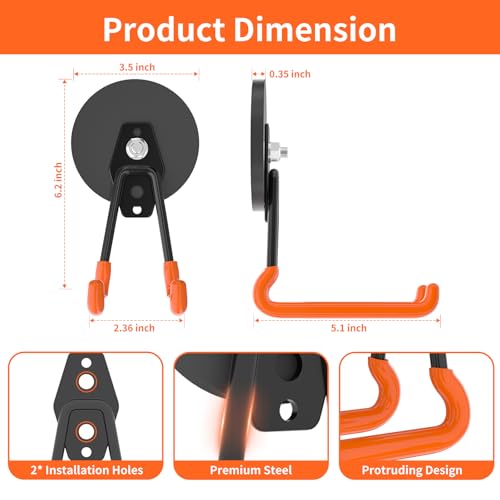 Strong Magnetic Hooks Heavy Duty Upgraded Magnetic Tool Holder Large Magnet Hooks for Hanging Shovel (2 Count)