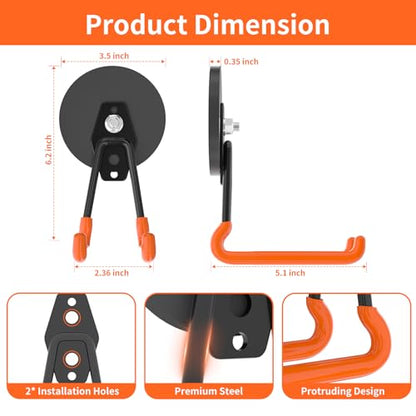 Strong Magnetic Hooks Heavy Duty Upgraded Magnetic Tool Holder Large Magnet Hooks for Hanging Shovel (2 Count)