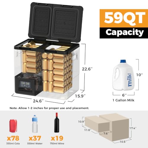 12V Refrigerator 59 Quart Electric Cooler Dual Zone Car Fridge