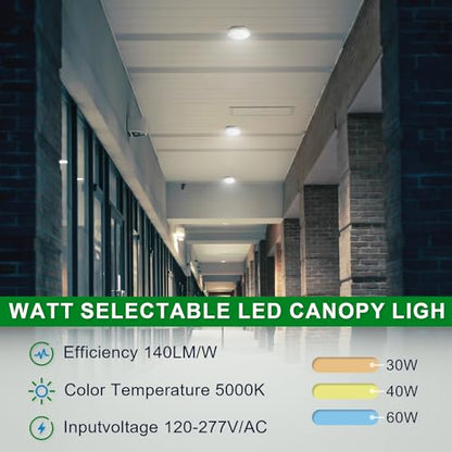 LED Canopy Garage Light Selectable Watt LED Carport Canopy Fixture Lights (208 Ounce)
