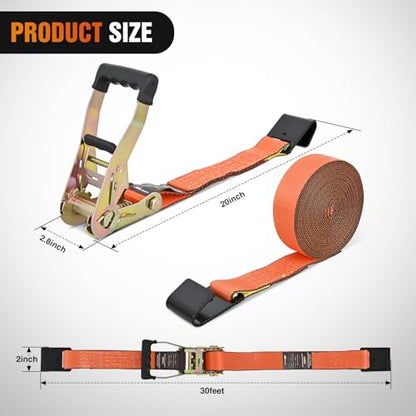 Flat Hook Ratchet Straps 4 Pack 2 in x 30 Ft