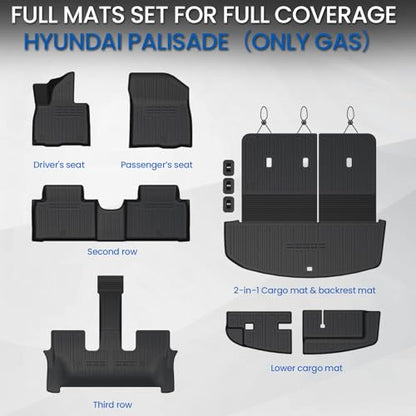 Floor Mats for Hyundai Palisade 2026 Gas Only 7&8 Seats