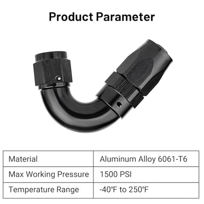6AN 150 Degree One Piece Full Flow Hose End Fitting Swivel for CPE Braided Hose