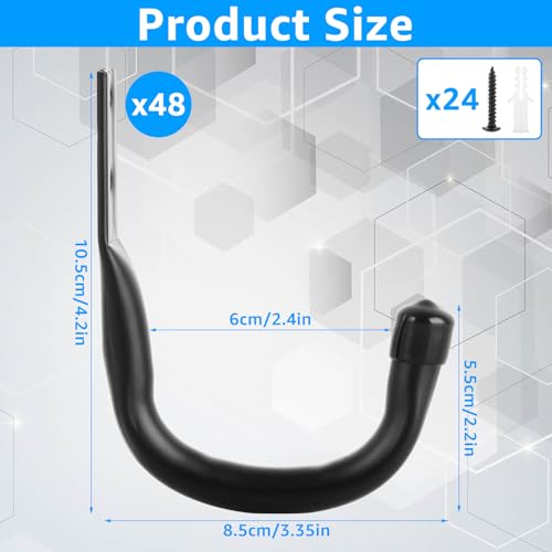 24 Pack Heavy Duty Garage Storage Utility Hooks 3.35" Kayak Wall Hangers Ladder Hooks for Garage (24 Count)