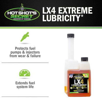 Hot Shot’s Secret LX4 Lubricity Extreme Fuel Additive (16 Fl Oz)