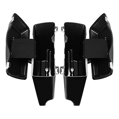 Motorcycle Stretched Saddlebags Vivid Black 5" Extended Hard Saddle Bags W