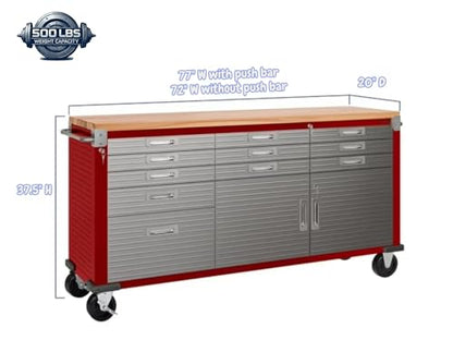 Heavy Duty 8 Piece Steel Garage Cabinet Storage Set with Rolling Workbench