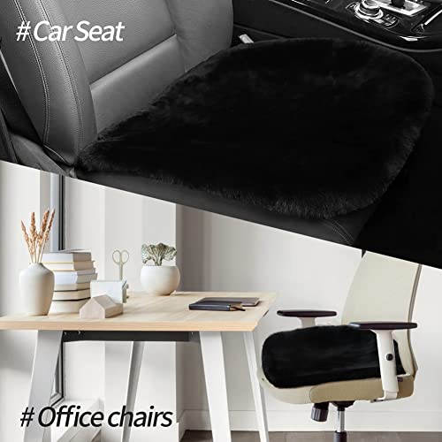 Genuine Sheepskin Car Seat Cushion Seat Covers for Cars Trucks SUV Comfort Seat Protector Pad for Car Driver Seat Car Accessories for Women Office Chair Car Decor (2 Count)