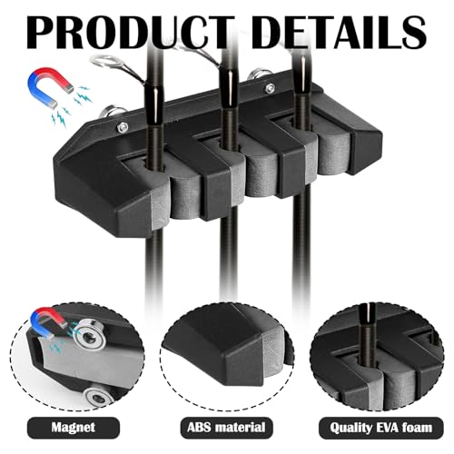 2 Pcs Magnetic Fishing Rod Holder for Car Fishing Pole Rack Vertical Rod Storage Holders for Truck Bed Boat Wall Garage Door (2 Count)