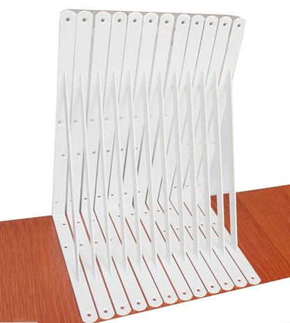 12 Pack L16 x H 10" White Heavy Duty Shelf Brackets with Screws Metal Shelf Brackets Shelf Support Angle Brackets for Shelves L Brackets Heavy Duty Floating Shelf (12 Count)