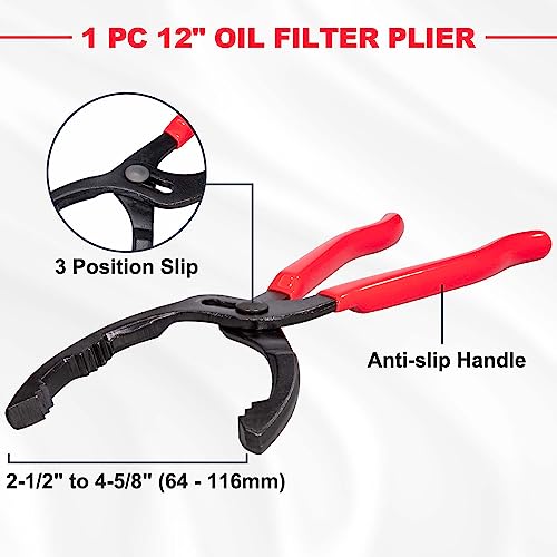 5pcs Swivel Oil Filter Wrench Set 12" Oil Filter Removal Tool (5 Count)