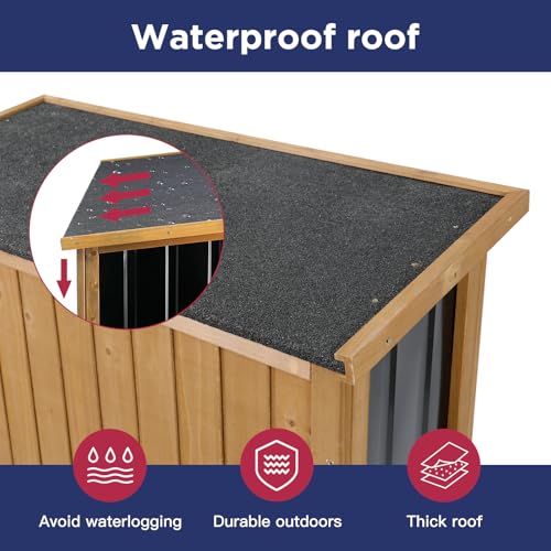 Wood & Metal Outdoor Storage Cabinet with Waterproof Roof