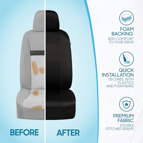 PolyPro Black Car Seat Covers Full Set with Matching Carpet Floor Mats
