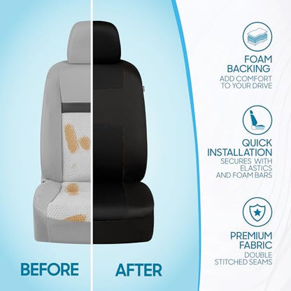 PolyPro Black Car Seat Covers Full Set with Matching Carpet Floor Mats