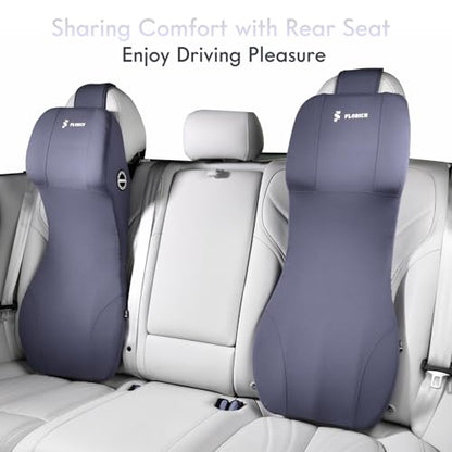Integrated Car Seat Lumbar Support Pillow & Car Neck Pillow Memory Foam Back Cushion for Driving Car Seat Back Support Pillow for Car Seats Driver Back Neck Sciatica Pain Relief Cushion