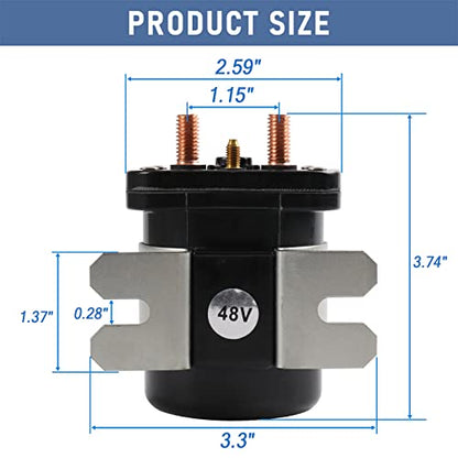 Heavy Duty 48V 4 Terminal Solenoid Heavy Duty 48V Solenoid Relay Switch Replacement For Club Car EZGO Yamaha Electric G19 Power Drive #586 Series Replace JR1