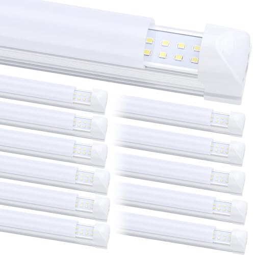 12-Pack), 8FT LED Shop Light Fixture, Super Bright 100W 6000K Cold White 15000LM, 8 Foot Led Lights, Flat 2 Rows Flat Shape 96" LED Shop Lights,Linkable T8 LED Tube Lights for Garage Warehouse (25 Count)