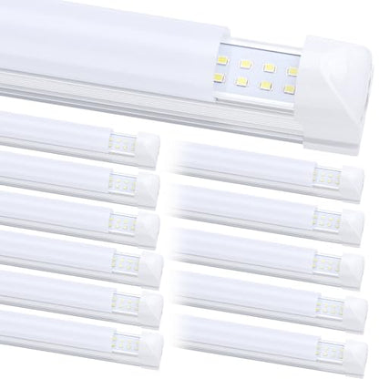 12-Pack), 8FT LED Shop Light Fixture, Super Bright 100W 6000K Cold White 15000LM, 8 Foot Led Lights, Flat 2 Rows Flat Shape 96" LED Shop Lights,Linkable T8 LED Tube Lights for Garage Warehouse (25 Count)
