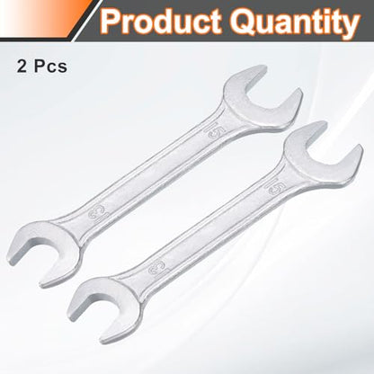 2pcs Double Open End Wrench 13mm x 15mm Metric 15 Degree Offset Angle Small Flat Head Wrench Galvanizing Open Ended Spanner for Automotive Repair Furniture Assembly (2 Count)