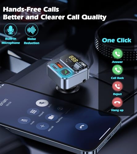 FM Transmitter Bluetooth Car Adapter 42W Fast Charge