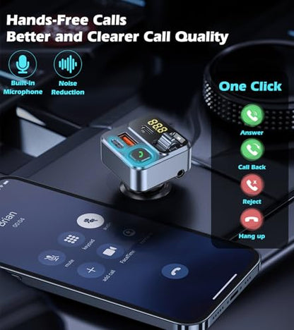 FM Transmitter Bluetooth Car Adapter 42W Fast Charge