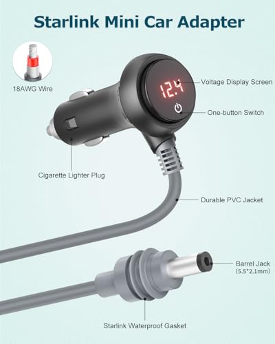 Starlink Mini Power Cable 10FT 12V Car Adapter for Starlink Mini