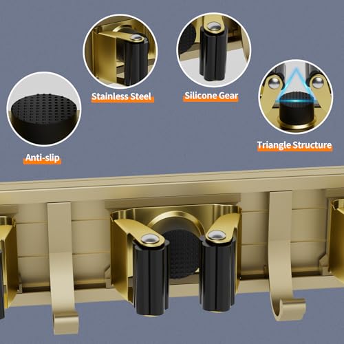 Broom Holder Wall Mount Mop Hanger Tools organizer 5Racks 4Hooks