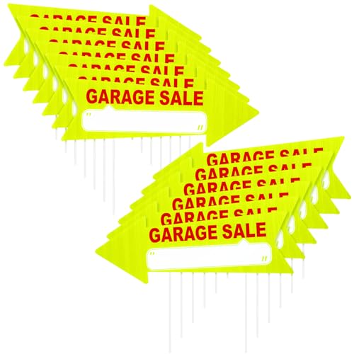 12 Pcs Garage Sale Signs with Stakes Double Sided (12 Count)
