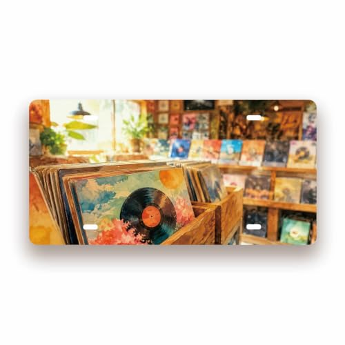 VINYL RECORD STORE SPACE Metal Tin Sign License Plate Bar Cafe Garage Cave Home Room Wall Bathroom Farmhouse Garden Porch Patio Decor