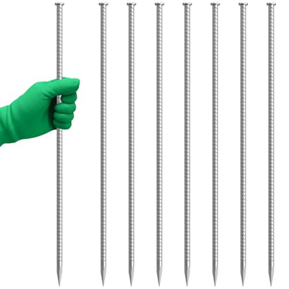 Rebar Stakes 24 Inch Galvanized Metal Steel Ground Spikes Heavy Duty