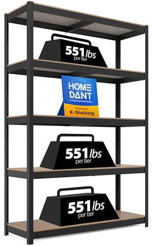 House Black 48.1" W 5 Tier Storage Shelves Garage Shelving Unit