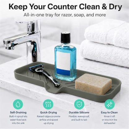 Silicone Soap Dish with Drain Spout
